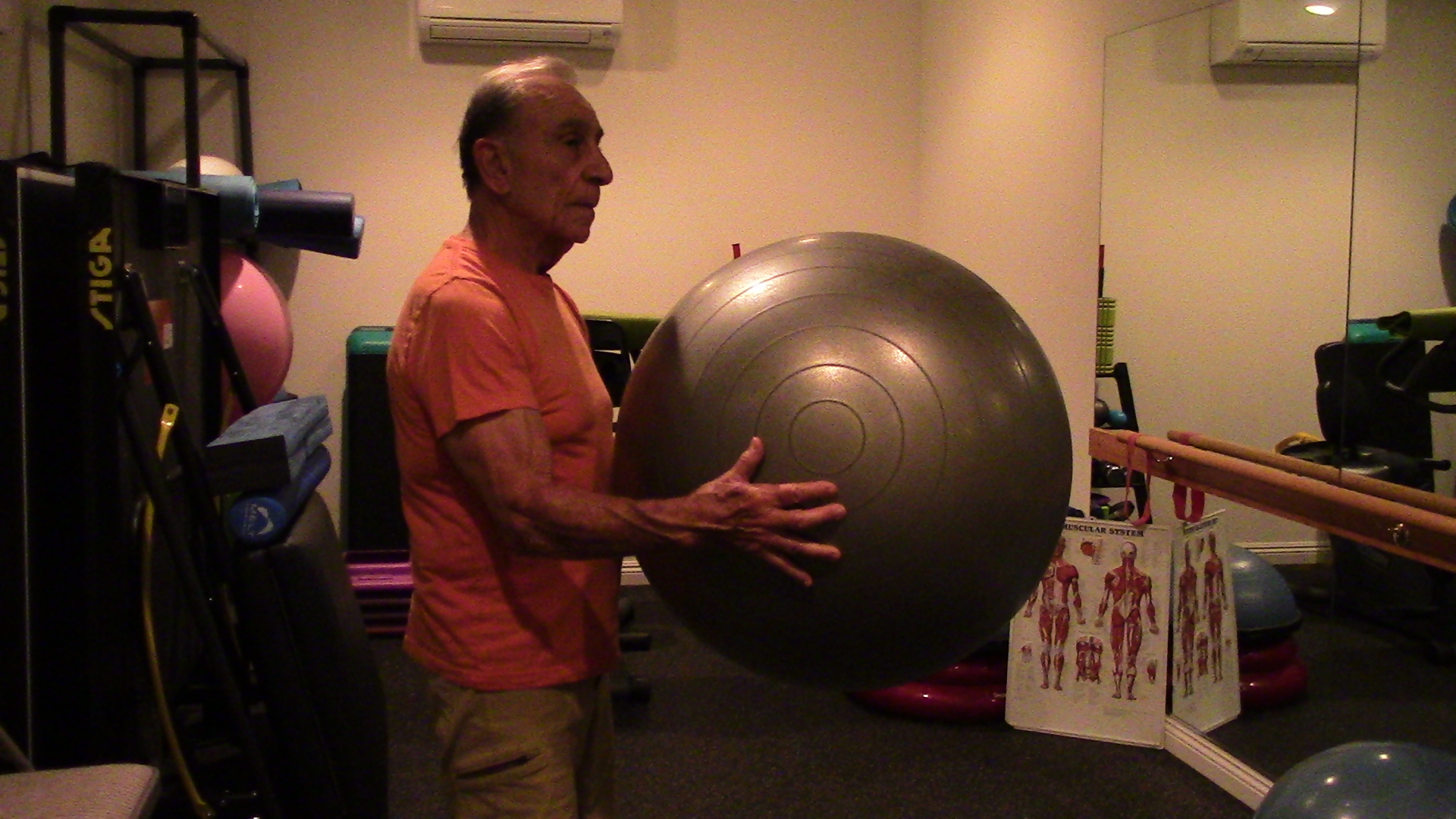 Demonstration of how to use stability balls for cardio exercises